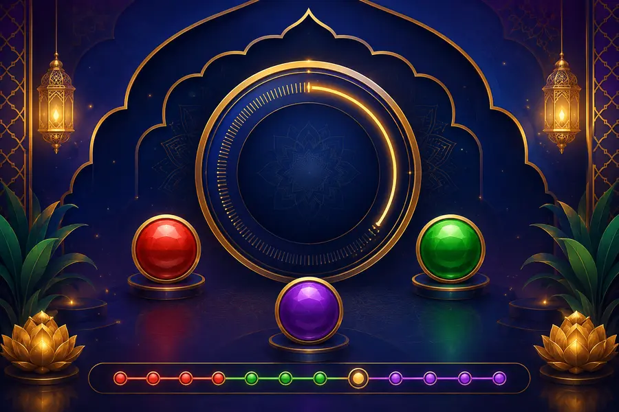 Abstract WinGo timer ring and coloured number balls